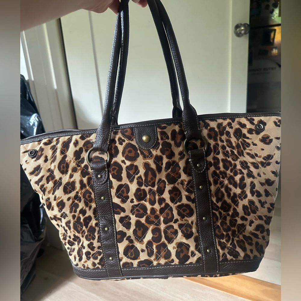 Vintage jcrew Leopard quilted Print bag